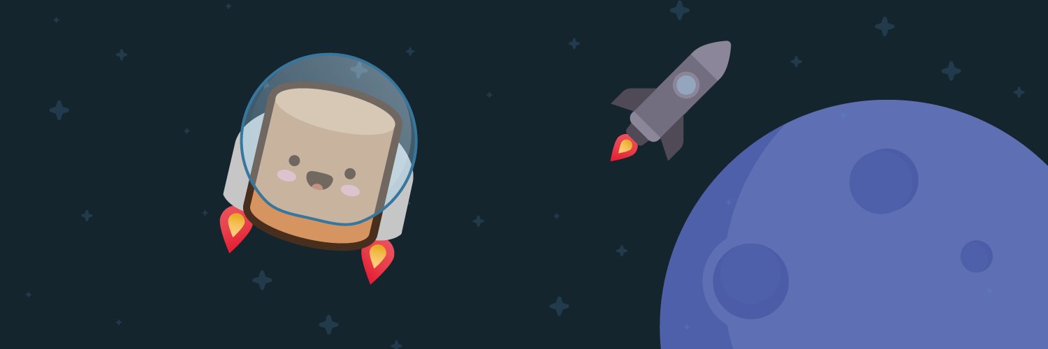 Official Paçoca artwork: its mascot exploring space.